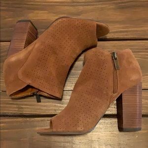 Jessica Simpson Brown Slip On Peep Toe Bootie